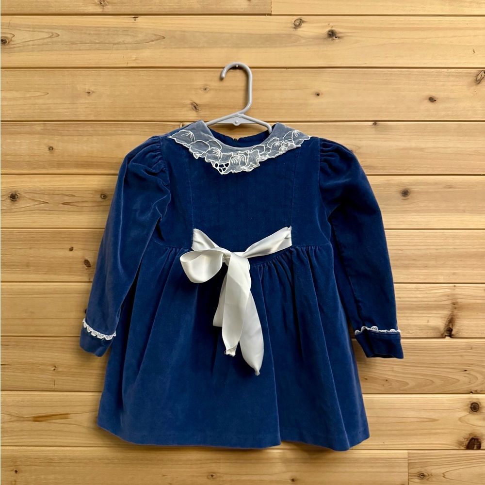 Bundle Vintage Girls Size 4 Ditsy Floral Crushed Velvet Lace Holidays Dress - Picture 9 of 16